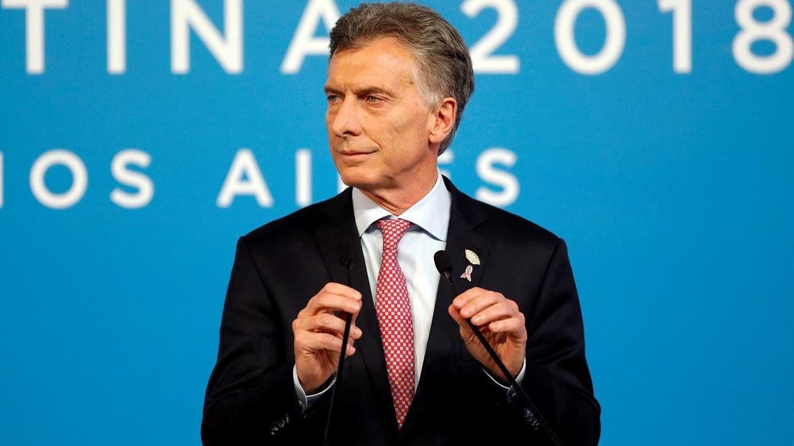 Argentina’s President Mauricio Macri holds a news conference at the final day of the G20 leaders’ summit in Buenos Aires, Argentina, on December 1, 2018. (Reuters)
