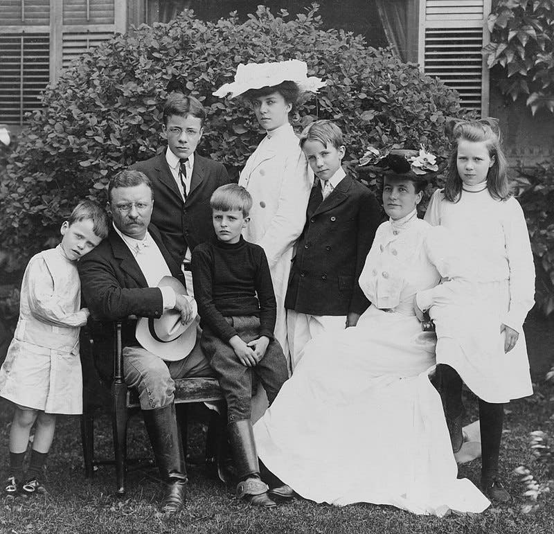 صورة للرئيس الأمريكي ثيودور روزفلت وأفراد عائلته