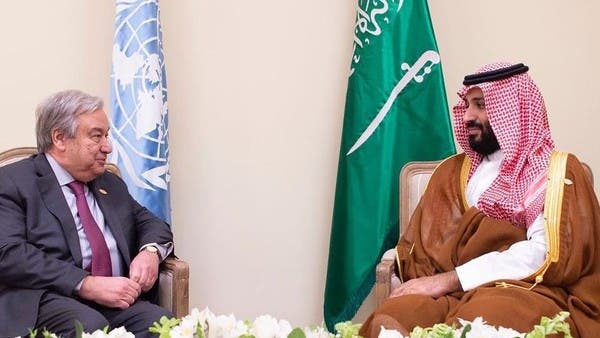 محمد بن سلمان يلتقي أمين عام الأمم المتحدة بقمة العشرين