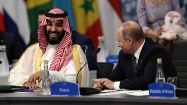 Saudi Arabia's Crown Prince Mohammed bin Salman (L) and Russia's President Vladimir Putin attend the G20 Leaders' Summit in Buenos Aires, on November 30, 2018. Global leaders gather in the Argentine capital for a two-day G20 summit beginning on Friday likely to be dominated by simmering international tensions over trade.