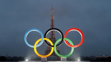 Olympic rings to celebrate the IOC official announcement that Paris won the 2024 Olynpic bid are seen during a ceremony at the Trocadero square in Paris. (Reuters)