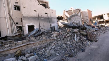 A general view shows damaged buidling in the coastal city of Sirte, east of the capital Tripoli, on November 20, 2016, during a military operation by Forces loyal to Libya's Government of National Accord (GNA) to recapture the city from Islamic State (IS) jihadists. 