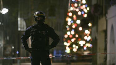 A policeman patrols in the rue des Grandes Arcades in Strasbourg after a shooting breakout, on December 11, 2018. (AFP)