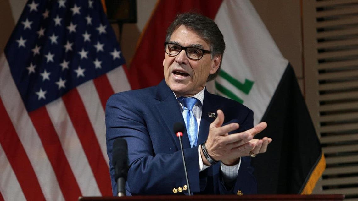 U.S. Energy Secretary Rick Perry gestures during a press conference in Baghdad, Iraq. (Reuters)