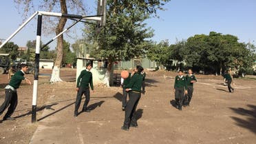 Army Public School students playing basketball inside school premises in Peshawar, Pakistan. (Supplied)