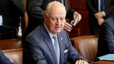 UN Special Envoy of the Secretary-General for Syria Staffan de Mistura attends a meeting on creating a committee to help draft a new constitution for Syria, at the European headquarters of the United Nations in Geneva on September 11, 2018. Representatives of Russia, Turkey and Iran, are meeting with the UN Special Envoy of the Secretary-General for Syria to discuss the situation in the war-torn nation. afp