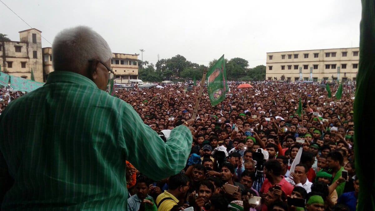 Lalu Prasad addressing an election rally in Bihar. (Supplied)