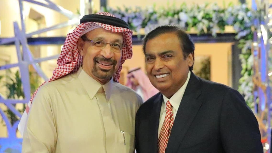 وزير الطاقة السعودي مع رئيس شركة ريلاينس الهندية