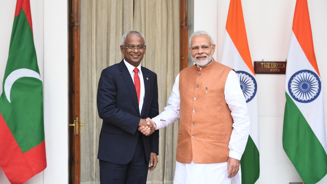 Indian Prime Minister Narendra Modi (R) with Maldives President Ibrahim Mohamed Solihas in New Delhi on December 17, 2018. (AFP)