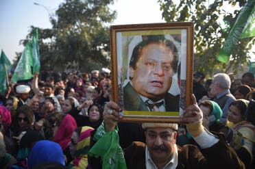 Supporters of Nawaz Sharif gather outside the anti-corruption court in Islamabad on December 24, 2018. (AFP)