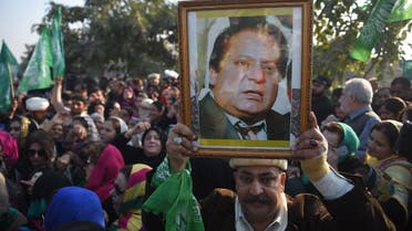 Supporters of Nawaz Sharif gather outside the anti-corruption court in Islamabad on December 24, 2018. (AFP)