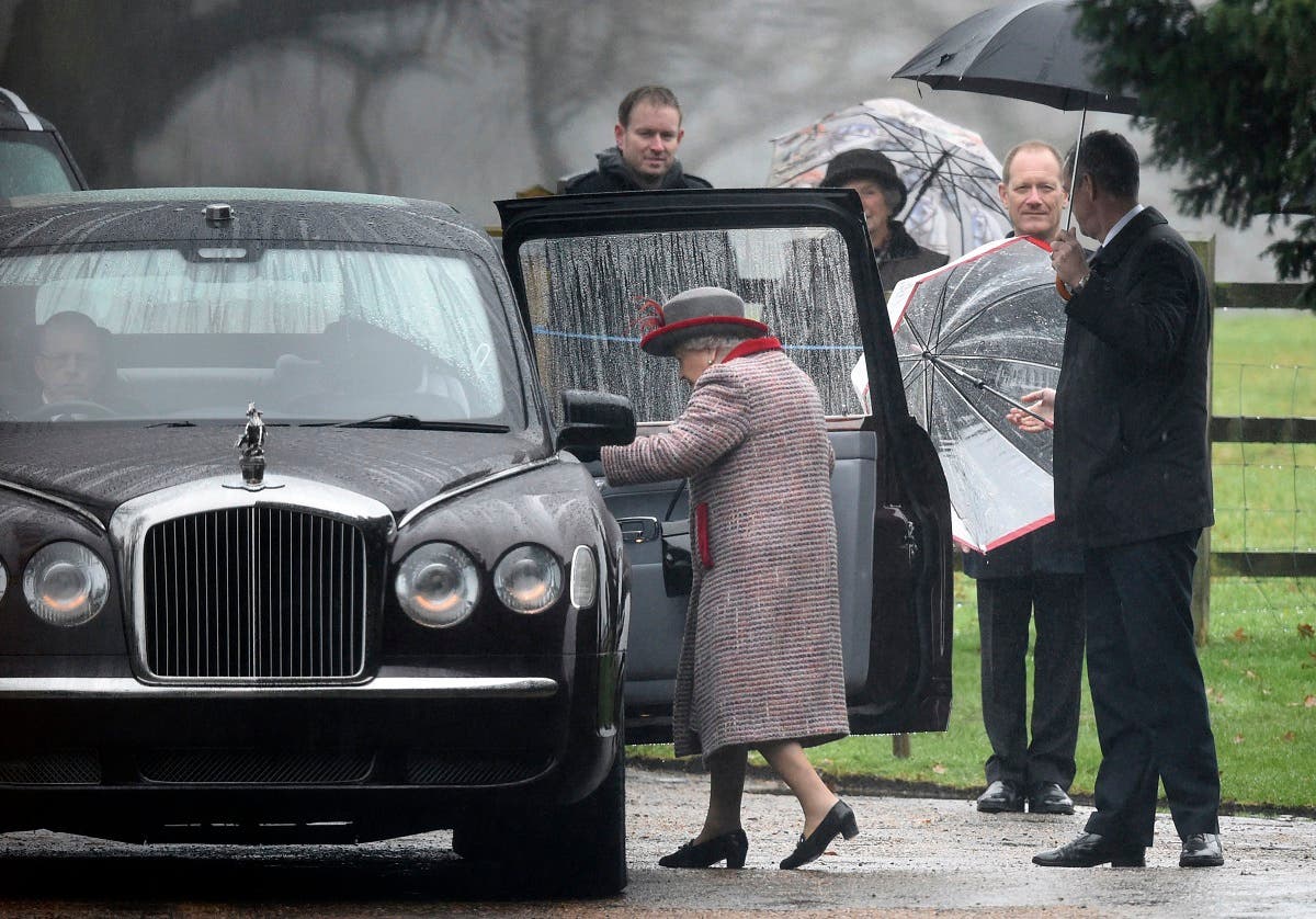 Britain's Queen Elizabeth leaves after attending the morning church service at St Mary Magdalene Church in Sandringham, England, Sunday, Dec. 23, 2018.. (AP)