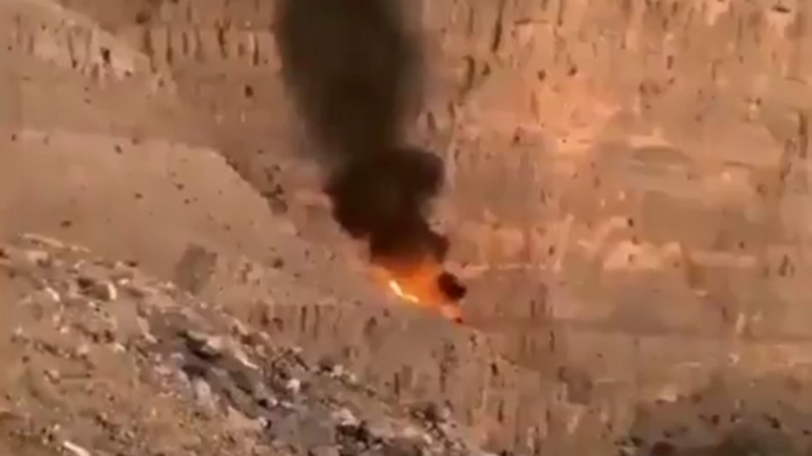 احتراق مروحية في رأس الخيمة