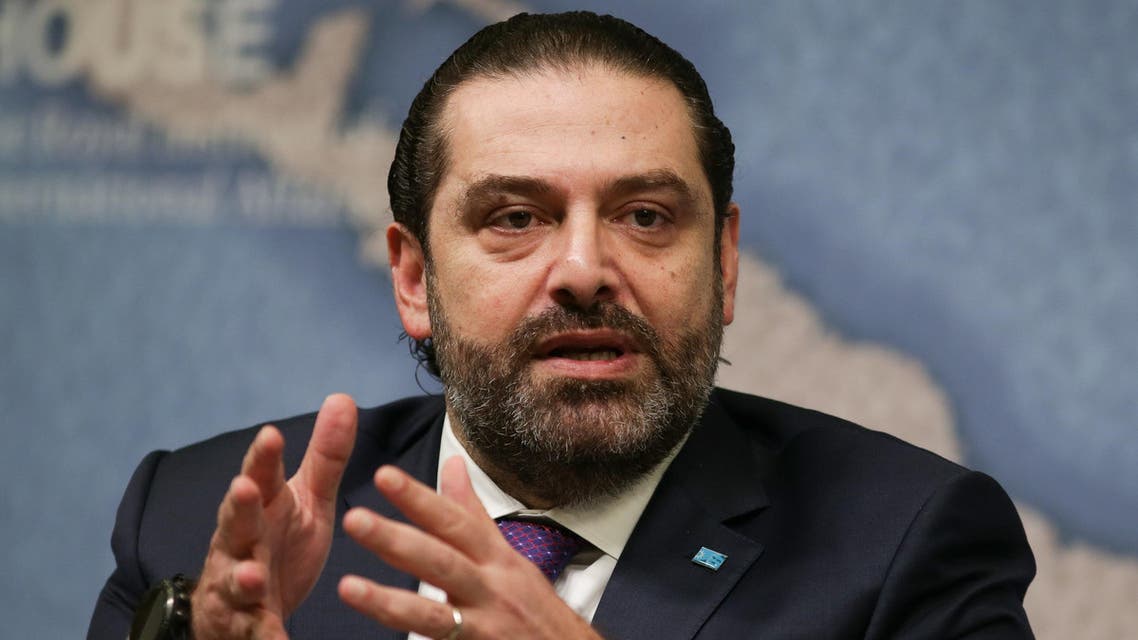 Saad Hariri speaks at Chatham House in London on December 13, 2018. (AFP)