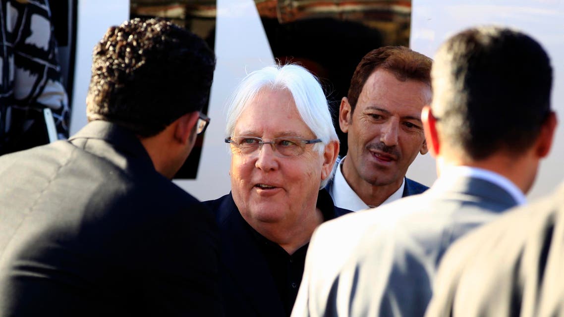 Martin Griffiths descends from his plane upon his arrival at Sanaa international airport on January 5, 2019. (AFP)