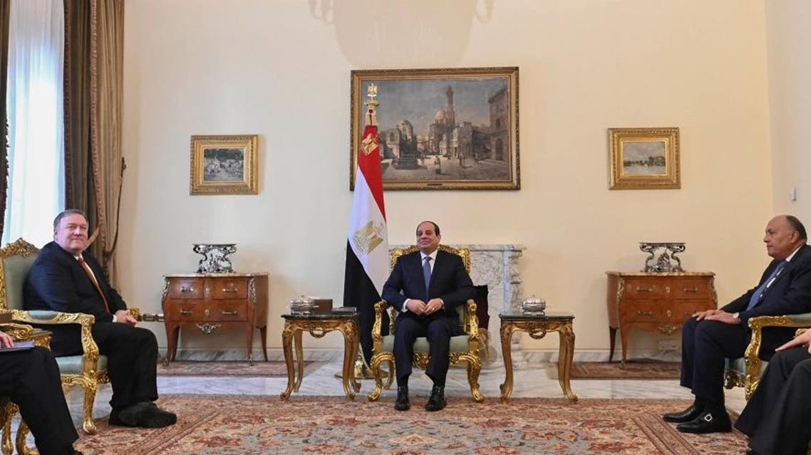 US Secretary of State Mike Pompeo meets with Egyptian President Abdel Fattah al-Sisi in Cairo, Egypt, on January 10, 2019. (Reuters)