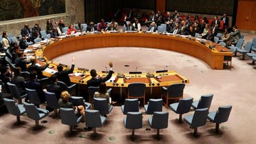 UN Security Council members vote on a resolution about Yemen's security at UN Headquarters in the Manhattan borough of New York City. (Reuters)