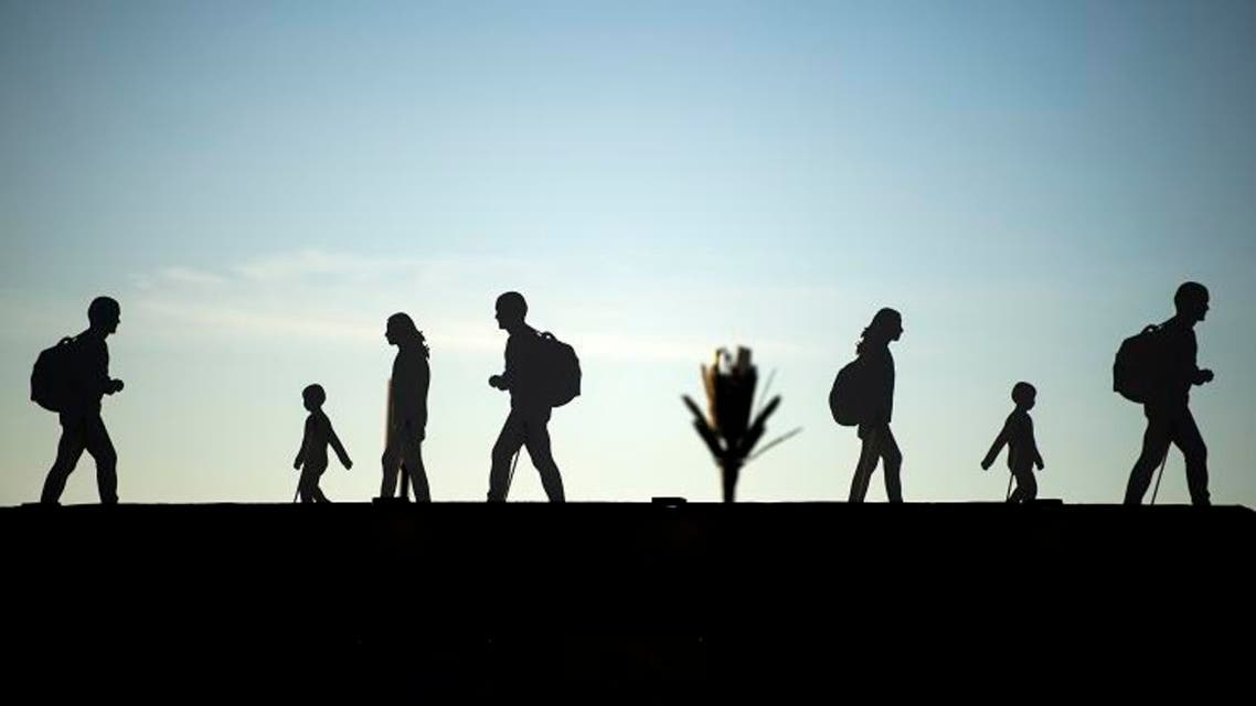 part of an art installation, at the grounds of the International conference on Global Compact for Migration in the Moroccan city of Marrakech. afp