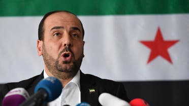 President of the Syria Negotiation Commission, Nasr Hariri, speaks during a media conference. (File photo: AP)
