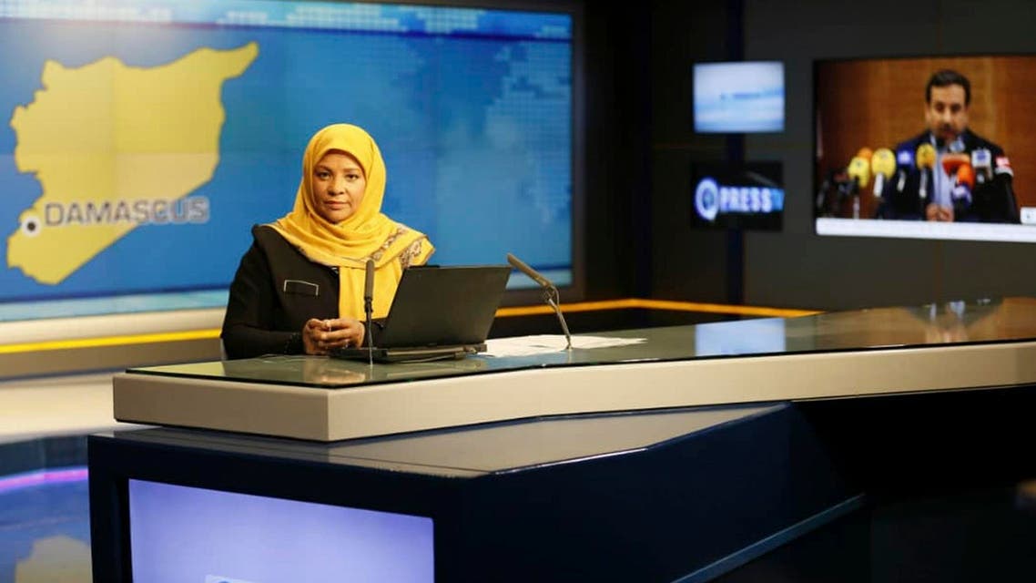 This undated photo provided by Press TV shows Marzieh Hashemi at studio in Tehran. (Press TV via AP)