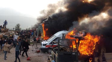 Dohuk, Iraq Turkey military camp ablaze (Reuters)