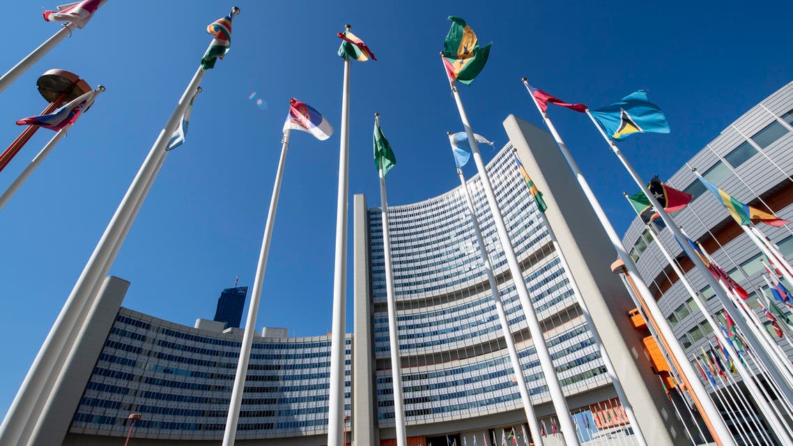 International flags flutter outside of the UN headquarters during the opening of the International Atomic Energy Agency (IAEA) Board of Governors meeting at the IAEA headquarters in Vienna, Austria on September 10, 2018.