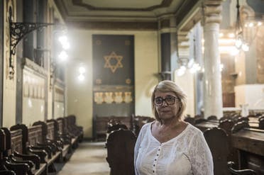 The president of the Egyptian Jewish Community, Magda Shehata Haroun, poses for a picture during an interview with AFP at the Shaar Hashamayim Synagogue in Cairo. (AFP)