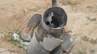 Remnants of a Houthi missile pictured in an earlier incident. (File photo)