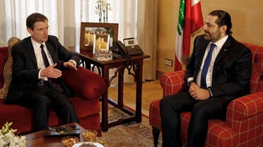 US Undersecretary of State for Political Affairs David Hale, left, speaks during his meeting with Lebanese Prime Minister-designate Saad Hariri. (File photo: AP)