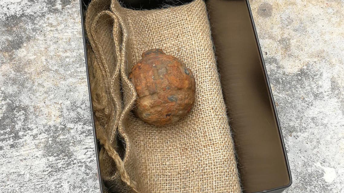 A German World War I hand grenade was found among a shipment of French potatoes imported for a Hong Kong crisp factory. (AFP/ Hong Kong police force)