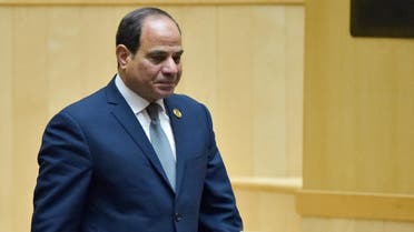 Egyptian President and new African Union chairperson Abdel Fattah al-Sisi walks during the 32nd African Union (AU) during the 32nd African Union (AU) summit in Addis. (AFP)