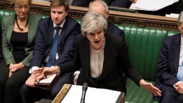 Britain’s Prime Minister Theresa May speaks during a debate on her Brexit ‘plan B’ in Parliament, in London, Britain, January 29, 2019. (Reuters)