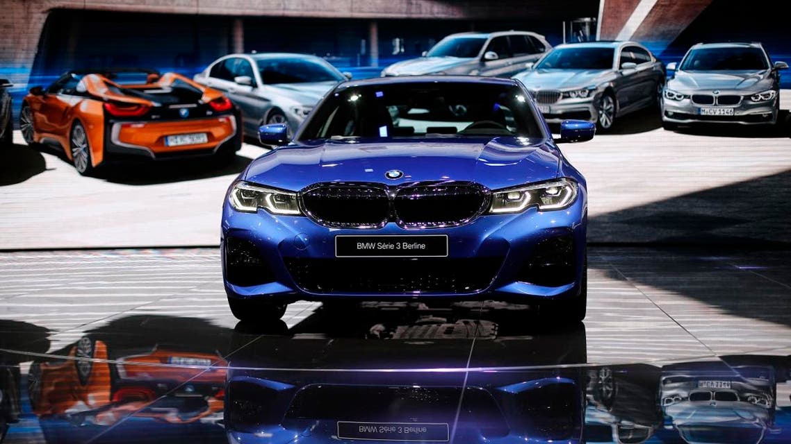 The BMW 3 is on display at the Auto show in Parison on October 2, 2018, 2018. (AP)