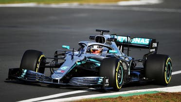Mercedes’ British driver Lewis Hamilton in the new Mercedes-AMG F1 W10 EQ Power+ formula one car. (AFP)
