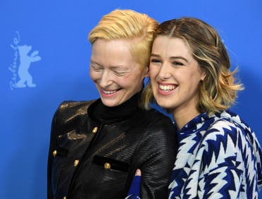 Actress Tilda Swinton, left, and actress Honor Swinton Byrne, right, at the 2019 Berlinale Film Festival in Berlin. (AP)