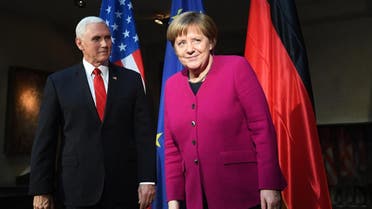Pence and Merkel at Munich Security Conference. (AFP)