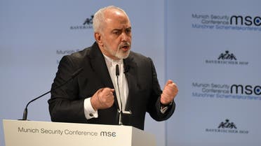 Iran's Foreign Minister Mohammad Javad Zarif delivers a speech during the 55th Munich Security Conference in Munich (AFP)