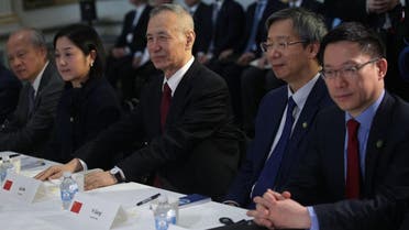Chinese Vice Premier Liu He (C) and other Chinese officials participate in the U.S.-China trade talks with U.S. officials at the Eisenhower Executive Office Building on February 21, 2019 in Washington, DC. (AFP)