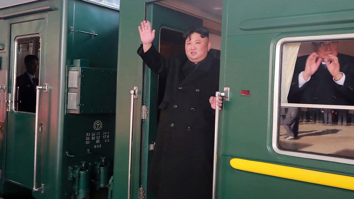 North Korean leader Kim Jong Un departing Pyongyang Station for the second North Korea-US summit meeting in Hanoi, Vietnam. (AFP/KCNA via KNS)