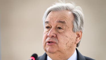 UN Secretary-General Antonio Guterres delivers a speech at the opening day of the 40th session of the United Nations (UN) Human Rights Council. (AFP)