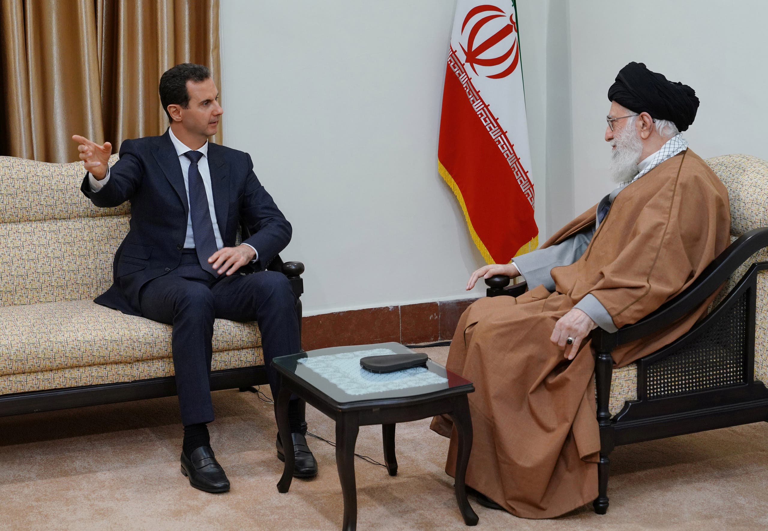 Syria's President Bashar al-Assad meets with Iranian Supreme Leader Ayatollah Ali Khamenei in Tehran, Iran in this handout released by SANA on February 25, 2019. 