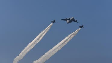 Indian fighter jets fly in formation with a C-17 Globemaster as they fly past during the Republic Day parade in New Delhi on January 26, 2019. India celebrated its 70th Republic Day. Money SHARMA / AFP