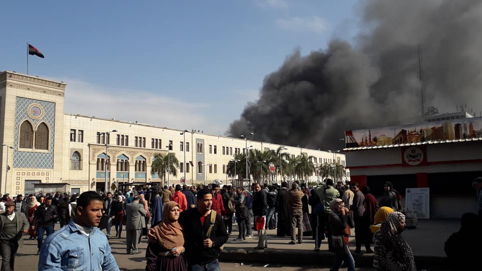 Cairo train station fire. (Twitter)