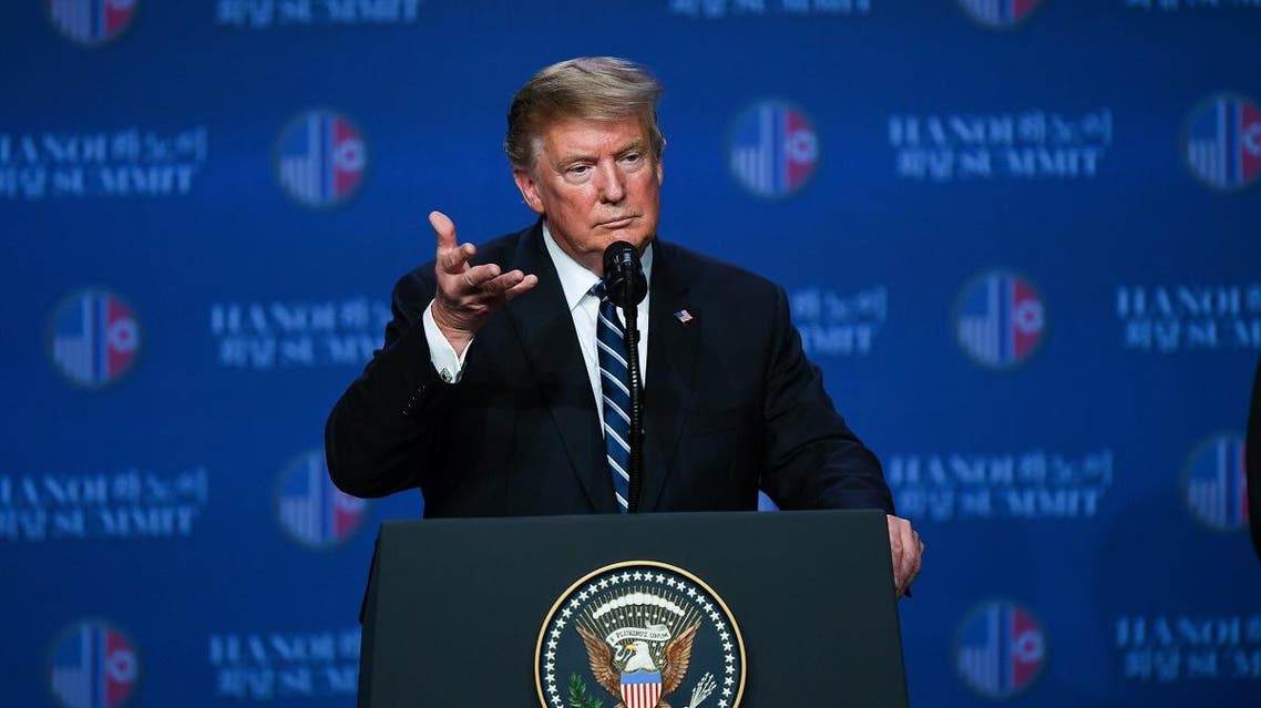 US President Donald Trump speaks during a press conference following the second US-North Korea summit in Hanoi on February 28, 2019. (AFP)