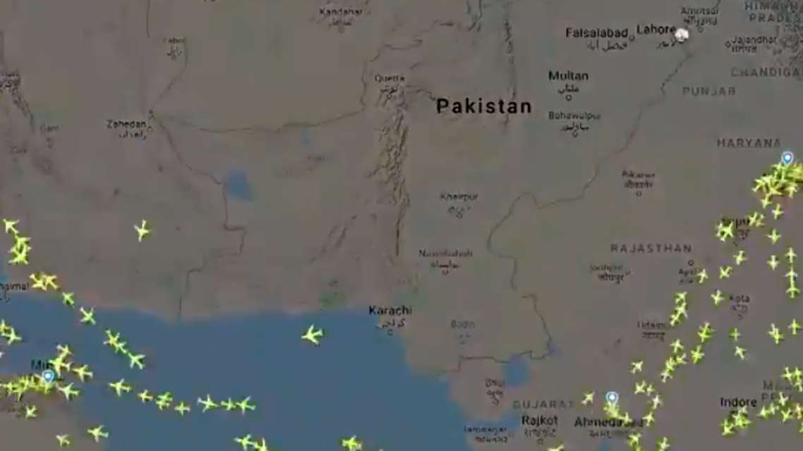 Pakistan airspace (Screengrab: Twitter)