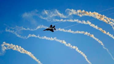 An Israeli F-15 I fighter jet launches anti-missile flares. (File photo: AFP)