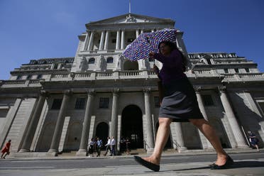 File photo of Bank of England (BoE)  in the City of London. Much of the British economy has been mothballed over the past couple of months, with many sectors unlikely to open again for months. (AFP)