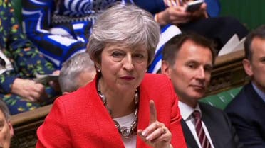 Britain's Prime Minister Theresa May speaking at the start of the debate on the second meaningful vote on the government's Brexit deal. (AFP)