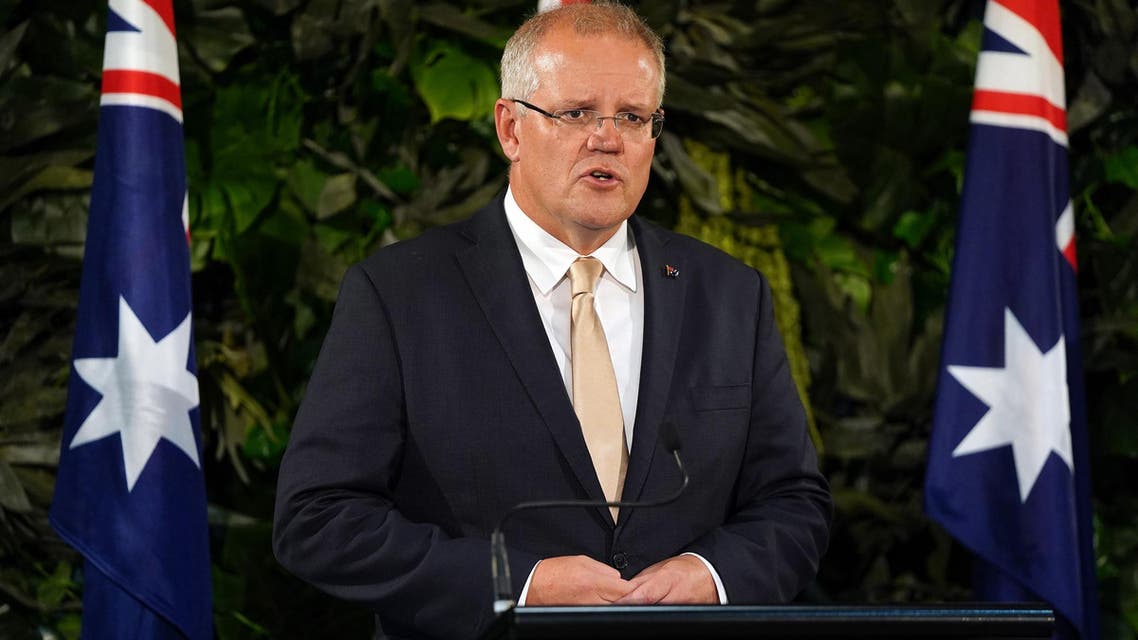 Australia’s Prime Minister Scott Morrison speaks during a joint press conference with his New Zealand counterpart Jacinda Ardern in Auckland on February 22, 2019. (AFP)
