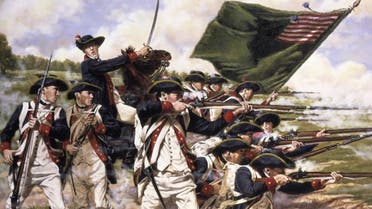 رسم تخيلي لجانب من القوات الأميركية بمعركة لونغ ايلاند بنيويورك سنة 1776